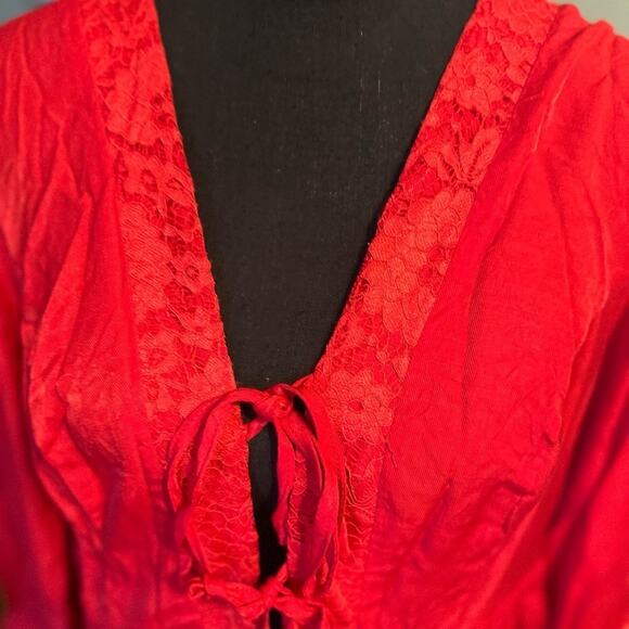 SBetro Red Plus Size Boho Maxi Dress – Long Sleeve, Size 3X - Picture 8 of 9